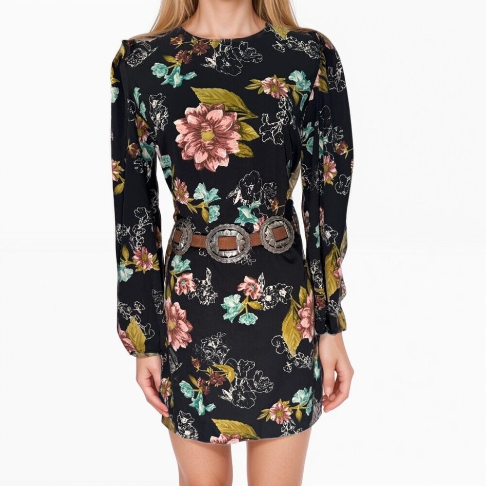 Gypsy Tale Boho Floral Balloon Sleeve Mini Shift Dress - Cowgirl Chic